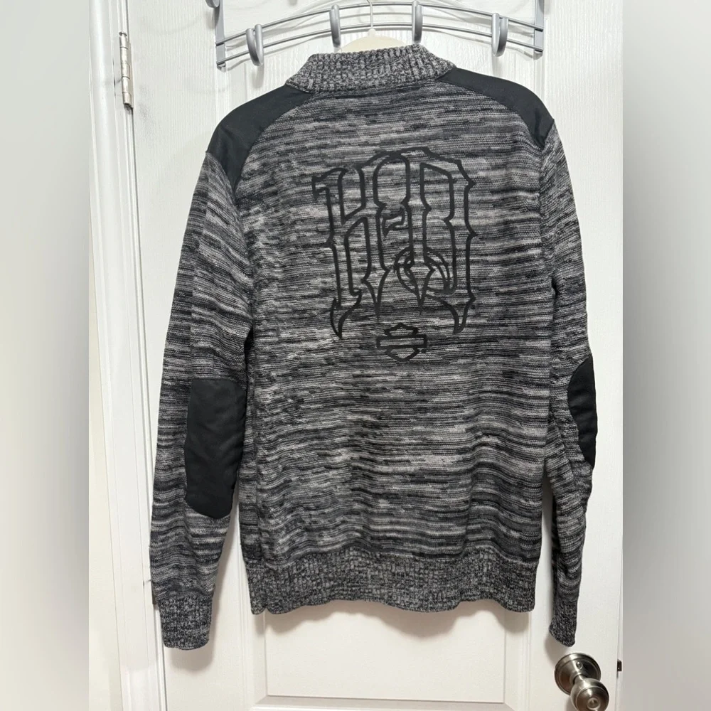 Harley-Davidson‎ 1/4 Zip Sweater, Embroidered Logo, Bold Stripes, Authentic H-D